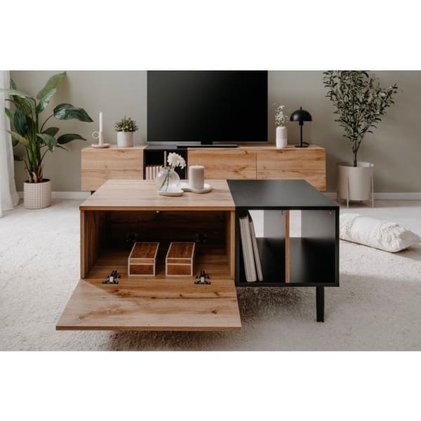 LONA Coffee Table - Rectangular - Artisan Oak/ Black - 100 x 46.5 x 55 cm