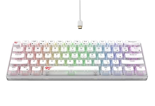 Havit KB903L Gaming Keyboard Transparent White - Wired, RGB LED Backlight