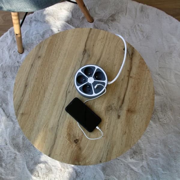CHACON Circle Block - 4 x 16A + 2 USB - 1.5 m - Grey