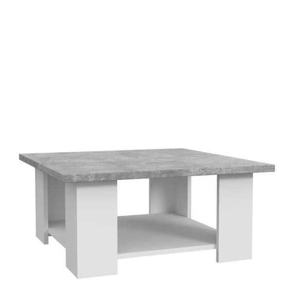 PILVI Coffee Table - White and Light Concrete - 67 x 67 x 31 cm