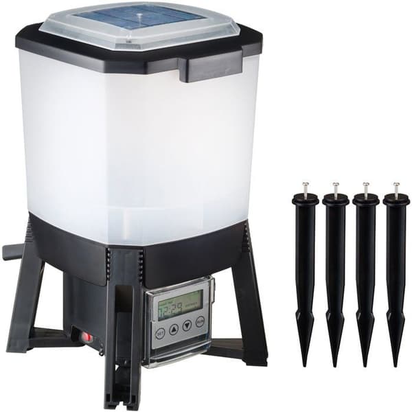 UBBINK Solar Powered Automatic Fish Feeder - 6 L Reservoir - Adjustable Feedings