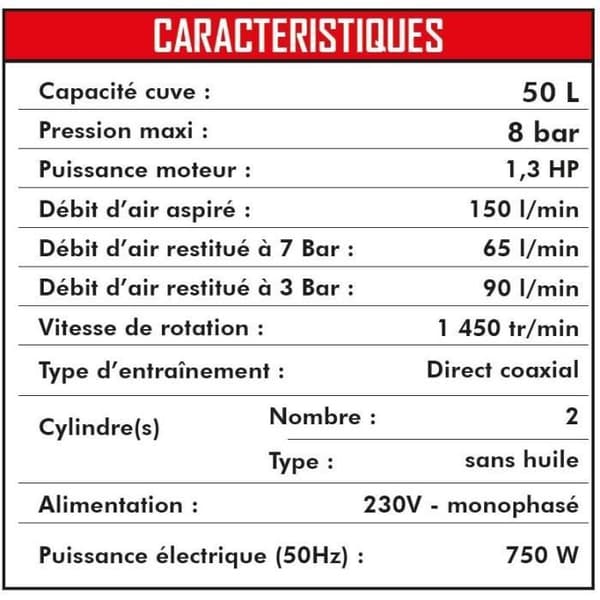 MECAFER Silent Compressor - 24 L - 1HP - 8 bar 1PK