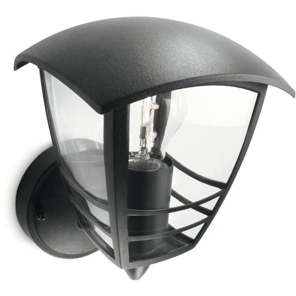PHILIPS Outdoor Wall Light - Creek - Upward Facing - Black - IP44