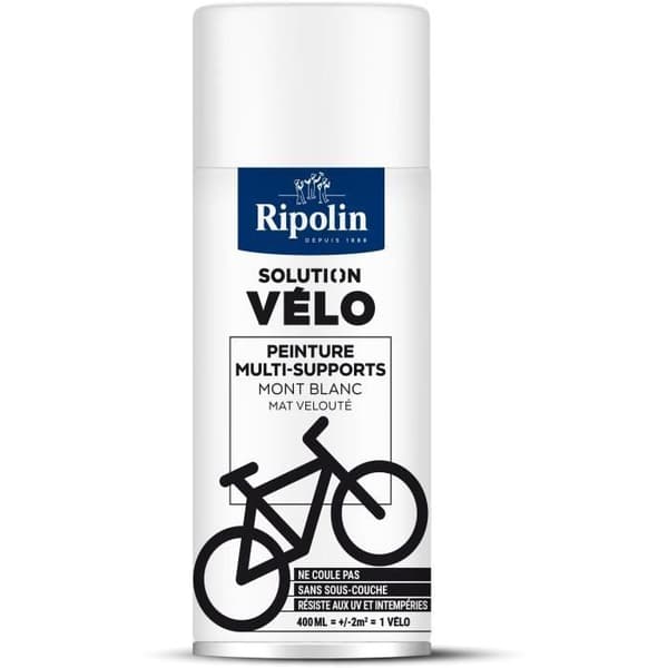 RIPOLIN - Bicycle Paint - 0.4 L - Matte White - Drip-free Formula