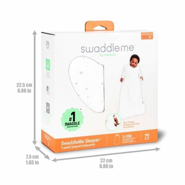 INGENUITY Swaddle Sleeping Bag, Starry Rain, TOG 2.5,3-18 Months