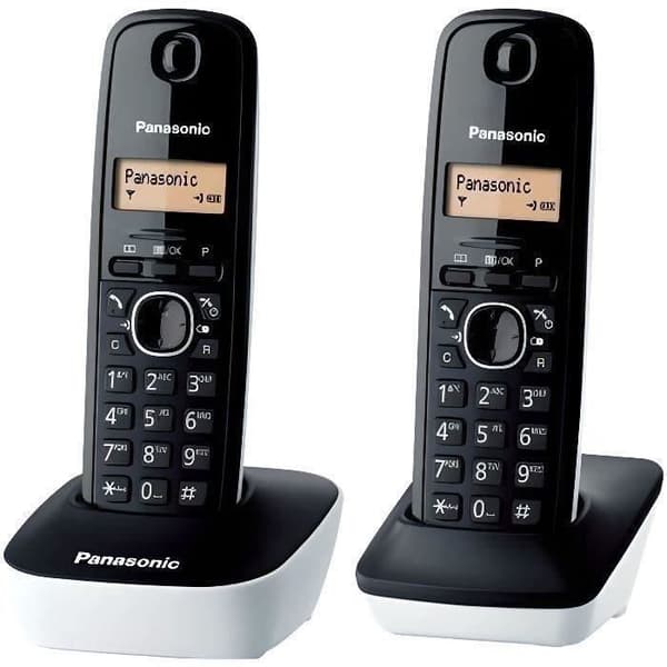 Panasonic KX-TG1612FRW DECT Cordless Duo Phone without Answering Machine, White