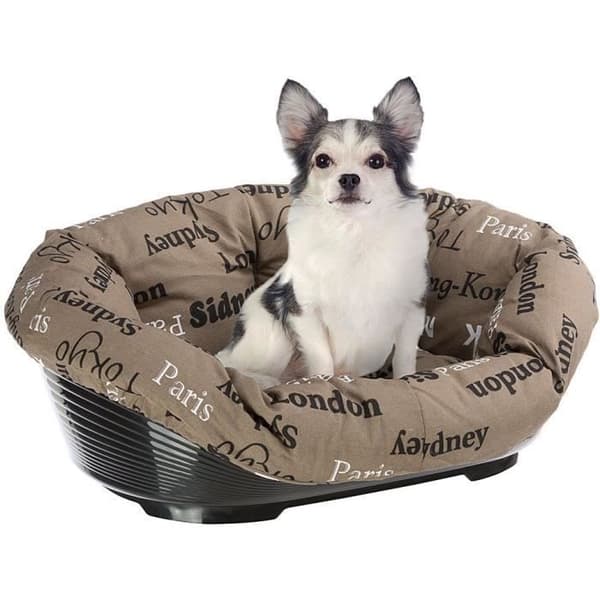 FERPLAST Patterned Cushion Basket - Size S - 52 x 39 x 21 cm - Black