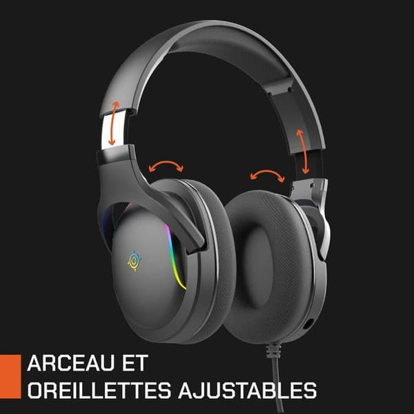 NOVA GAMING Wired Gaming Headset - Borealis - Detachable Microphone RGB LED - Black