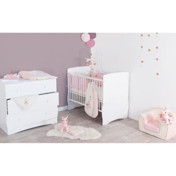 DOMIVA Jolly Cot Bumper - 100% Polyester Microfiber - White/Pink - 30 x 180 cm