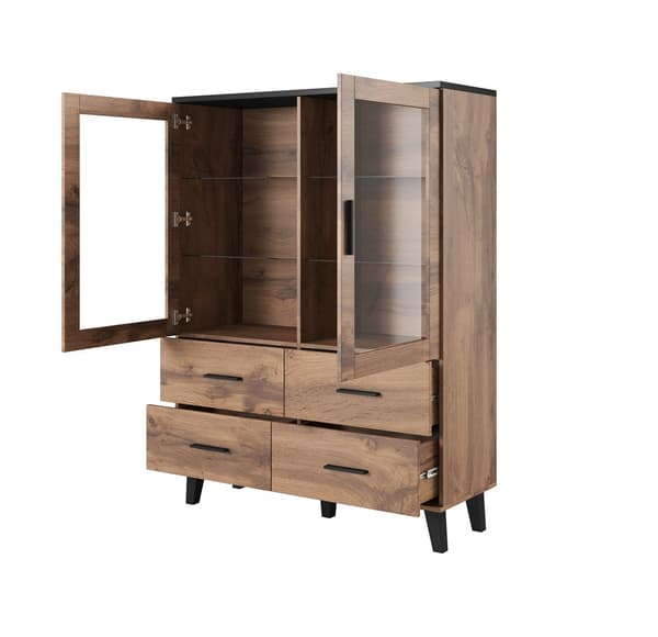 Cama LOTTA 2D4D Display Cabinet Wotan Oak + Mat Black