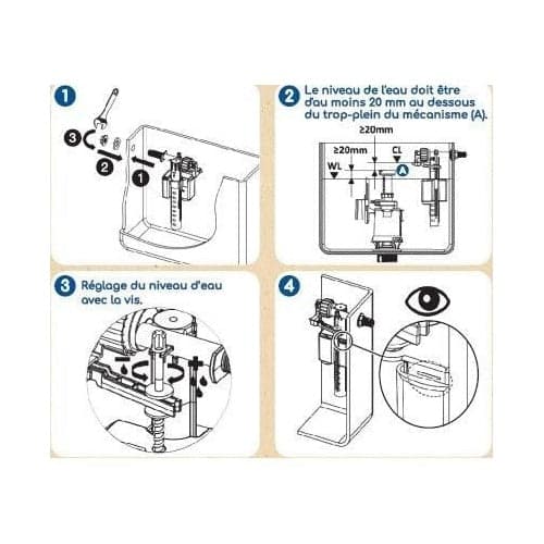 Side-Mounted Float Valve for Exposed Toilet Cistern - ROUSSEAU - NF Certified
