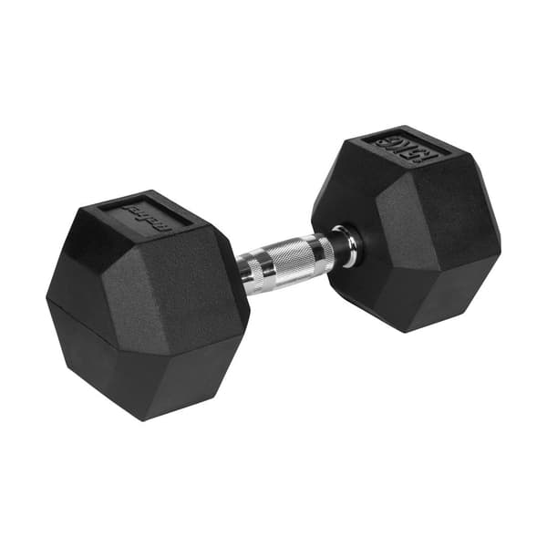REBEL ACTIVE Rubber-Coated Cast Iron Dumbbells 2x15kg