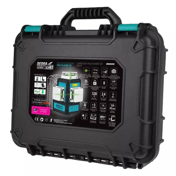 DEDRA 3D Laser Level DED6910 Green - Automatic Horizontal and Vertical Line Projection