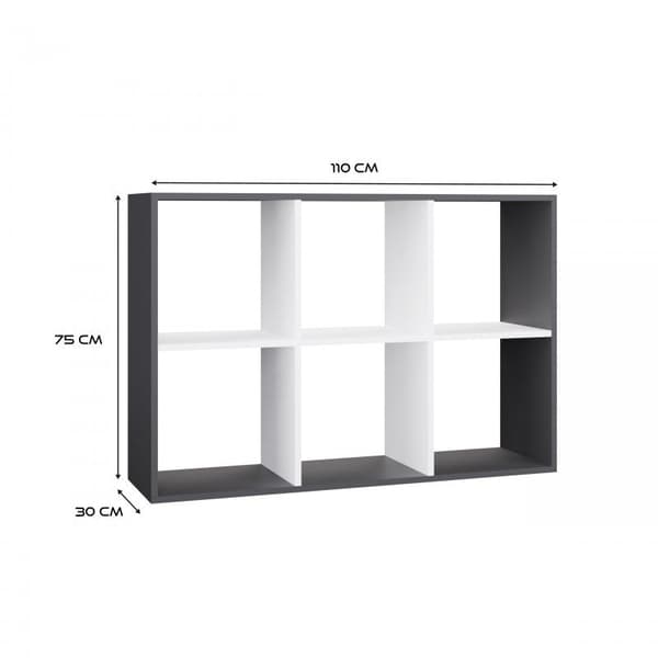 MALAX 2X3 Shelving Unit Anthracite/White - Model MALAX 2X3