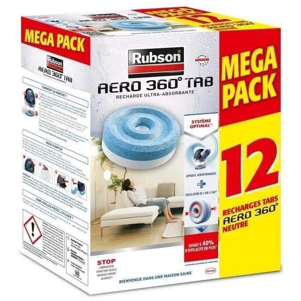 RUBSON Aero 360 Neutral Refill Pack of 12 for Dehumidifier