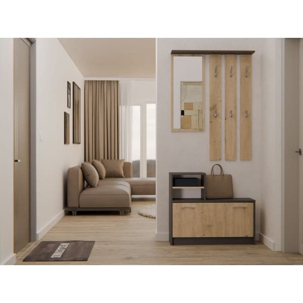 Topeshop GAR ANT/ART Entryway Cabinet, Anthracite Oak, 180 cm