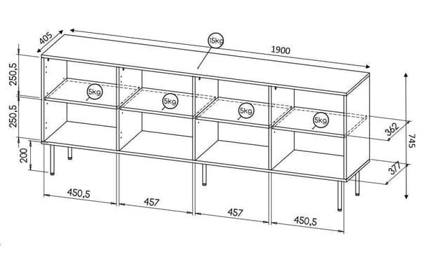 HOLE Chest 190x40.5x74.5 cm Matte Black