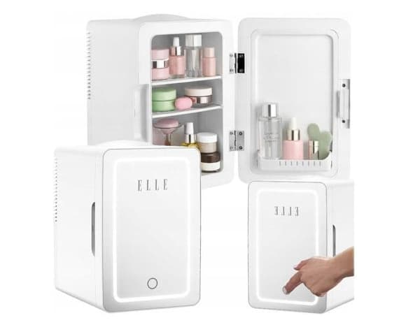 ELLE 4 L Mini Fridge with LED Makeup Mirror White