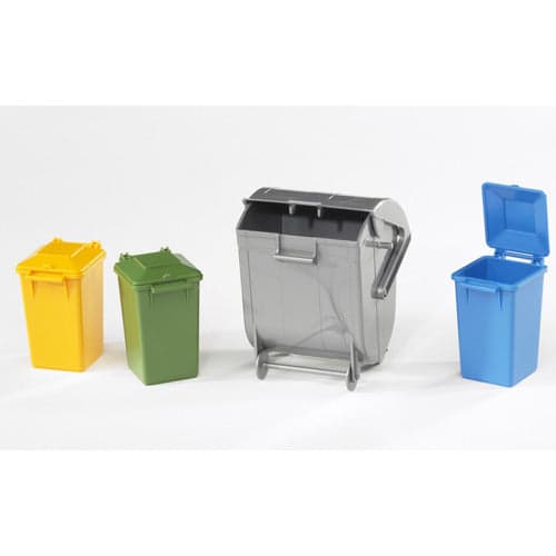 Bruder Trash Cans Set with 3 Small and 1 Large Bin