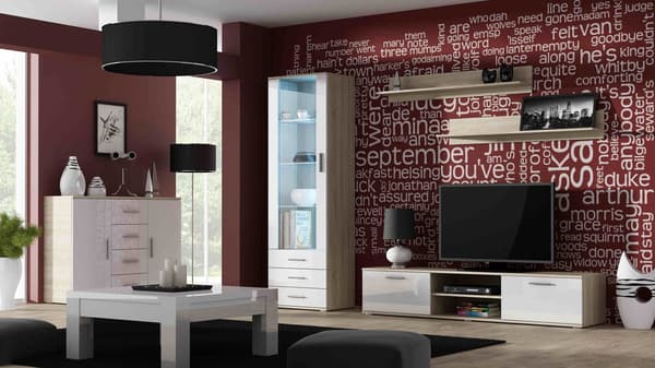 Cama Display Cabinet SOHO S1 Sonoma Oak/White Gloss