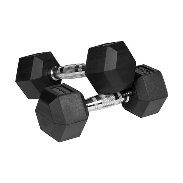 REBEL ACTIVE Rubber-Coated Cast Iron Dumbbells 2x6kg