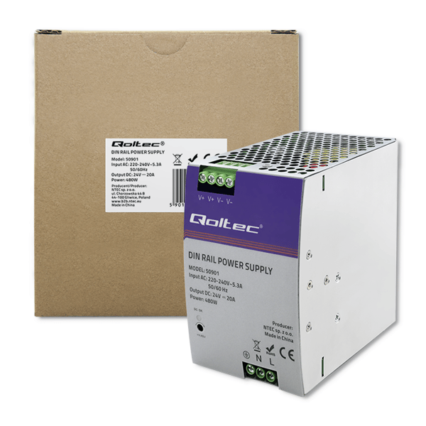 Qoltec Industrial Din Rail Power Supply 480W 24V 20A