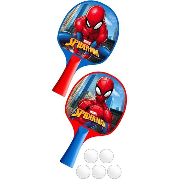 MARVEL 2-in-1 Ping-Pong Learning Set - Spider-Man - 2 Paddles + 5 Balls + Suction Cup Net