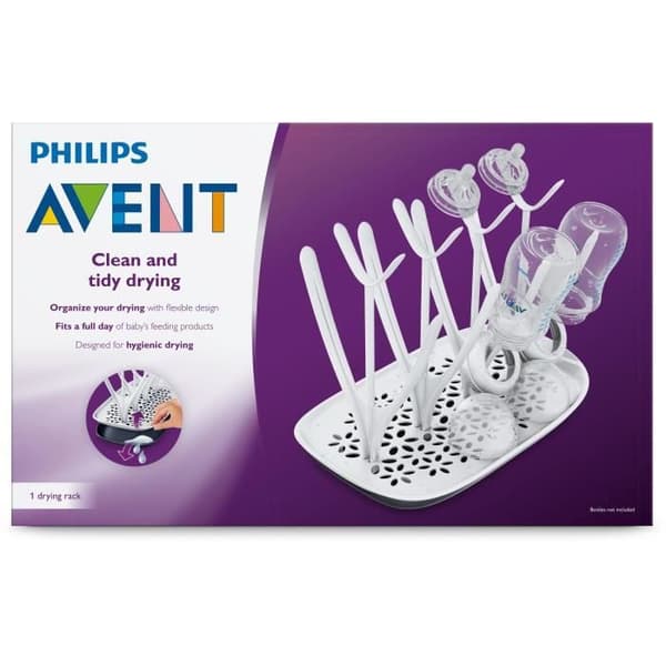 PHILIPS AVENT Bottle and Teat Drying Rack - Removable Drip Tray - White/Grey