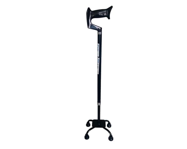 Laska Quadruped Walking Stick - Adjustable - Black - Max 100 kg