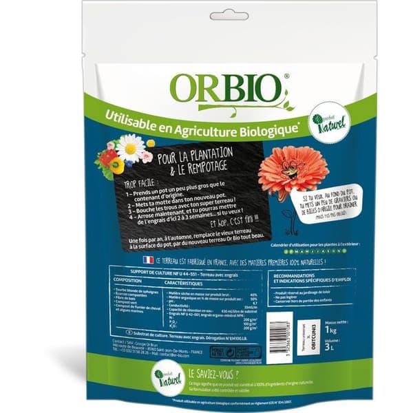 ORBIO Universal Potting Soil Blue 3 L - Versatile Planting Mix