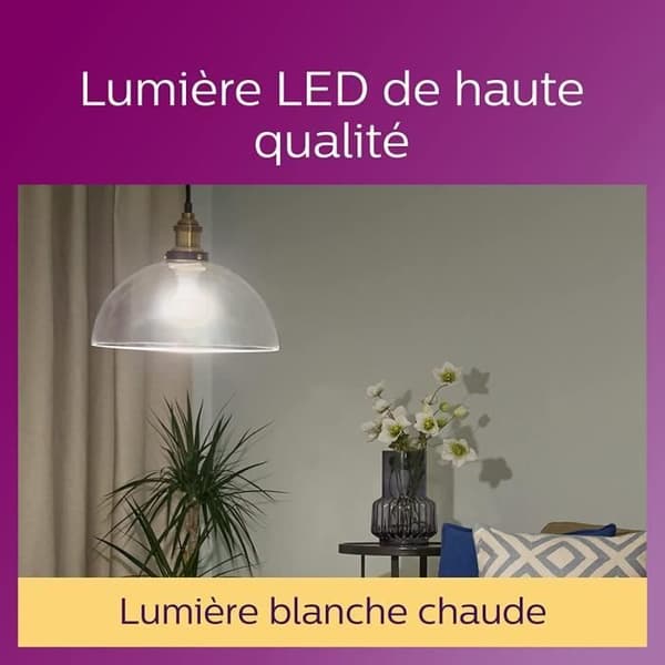 Philips Pack of 6 E27 LED Clear 60W Bulbs - Warm White