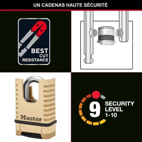 MASTER LOCK High Security Solid Brass Padlock - M1177EURDCC - Combination Lock