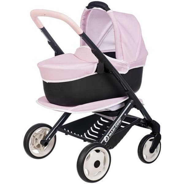 Smoby 3-in-1 Doll Stroller Soft Pink/Black