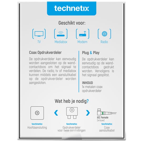 Technetix 2-way TV Splitter PTSX02
