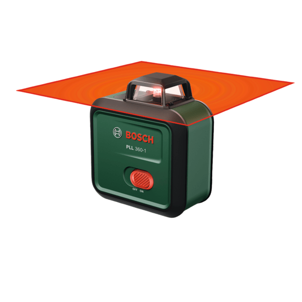 BOSCH PLL 360-1 Line Laser - Includes user manual, protective case, and batteries