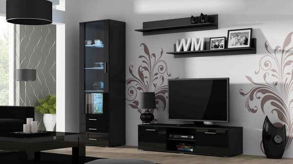 Cama Display Cabinet SOHO S1 Black/Black Gloss