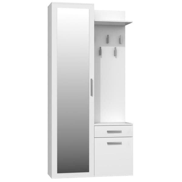 Topeshop GAR DUO BIEL Entryway Cabinet with Mirror and Shoe Storage - Matte White