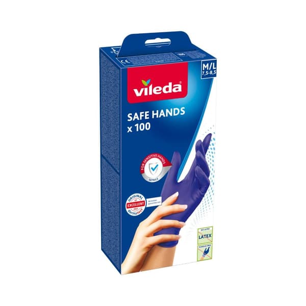 Vileda Safe Hands Gloves 100 Pieces - Disposable Nitrile - Ambidextrous