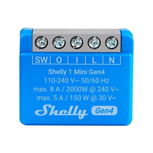 Shelly 1 Mini Gen4 Flush Mount Smart Relay Pack of 2 - Max 8A, Single Channel Gen4-Module