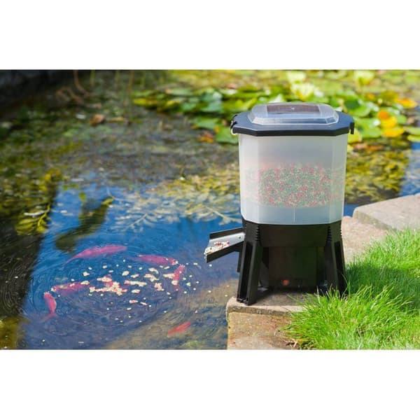 UBBINK Solar Powered Automatic Fish Feeder - 6 L Reservoir - Adjustable Feedings