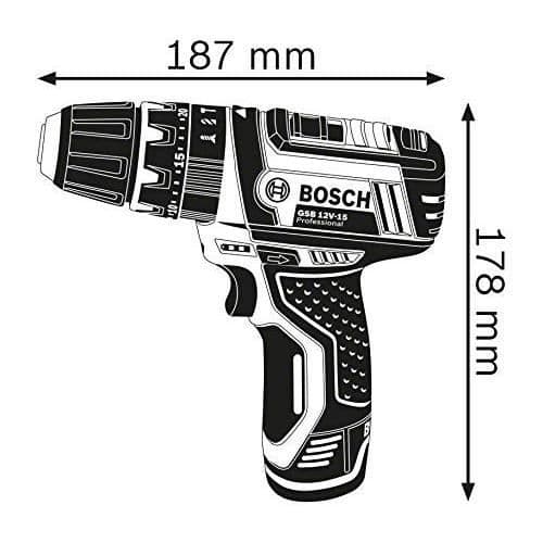 Bosch Professional GSB 12V-15 Cordless Hammer Drill/Driver + 10 Accessories