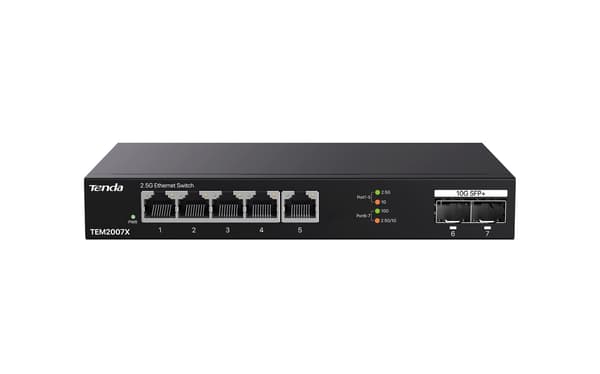 Tenda TEM2007X Network Switch 2.5 G Ethernet (100/1000/2500) Desktop Black