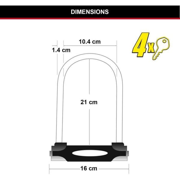 MASTER LOCK U-Lock Bicycle Lock - Hardened Steel, Keyed - 8279EURDPRO
