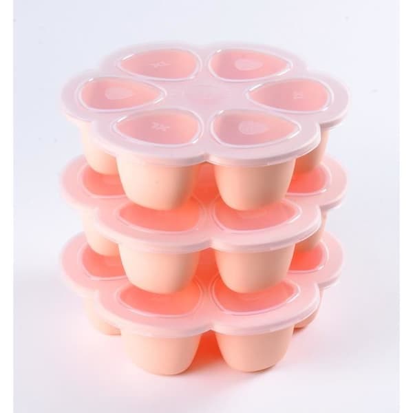 BEABA Premium Silicone Multi-Portion Containers, Heat Resistant, 6 x 150 ml, Pink
