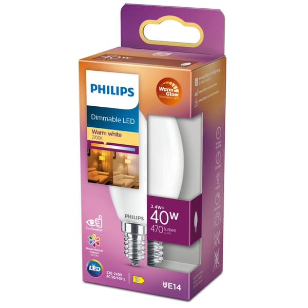 Philips LED Classic 40W B35 E14 Frosted Wgd90 Srt4