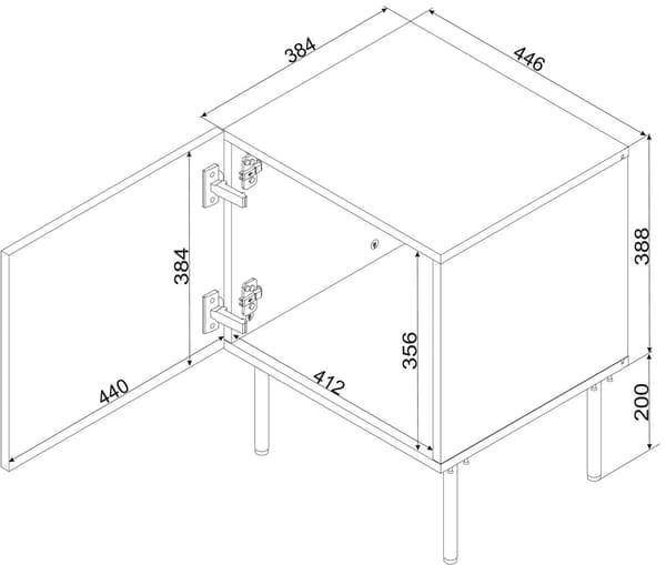 Bedside Table 2 pcs SIENA 44.5x40x59 cm Black Matt