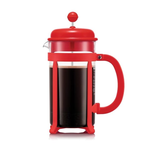 Bodum French Press Coffee Maker - Java - Plastic frame and lid - 8 cups - 1 liter - Red