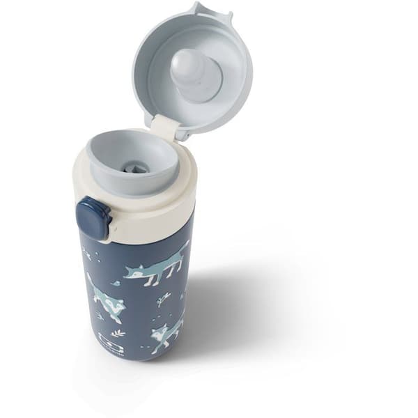 MONBENTO Insulated Water Bottle - Children's - Quick-Opening Cap - Pop Wolf