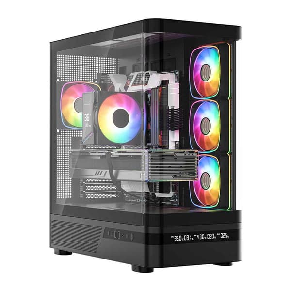 MODECOM Volcano AQ200 ARGB Midi Case Black with LED Display