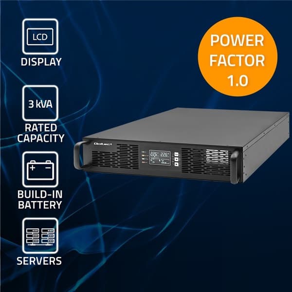 Qoltec UPS for RACK 3kVA 3000W LCD EPO USB Online